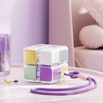 新品上架【梨花瑪雅】色彩繽紛趣味魔術方塊攜帶方便保健品藥物一周收納盒💕