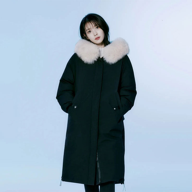 🆕新品上架【梨花娘】暢銷款TOP.2🔥韓國品牌BLACKYAK IU代言狐狸毛領長款極地升級版羽絨外套 (2色)