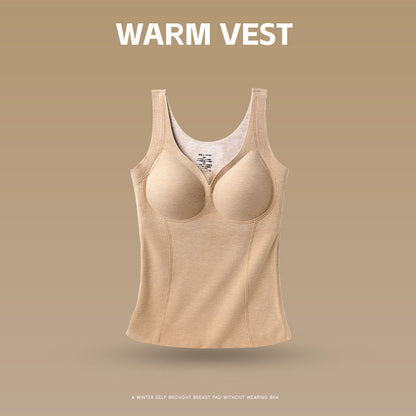 🆕新品上架💖【梨花瑪雅】🔥羊絨蠶絲V領網紗加厚內搭無痕保暖附胸墊塑身背心(6色)