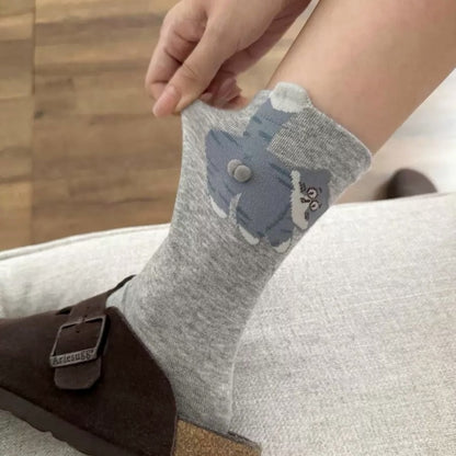 🆕新品上架💖【梨花瑪雅】 😽純棉蛋蛋貓中筒襪可愛ins三雙一組