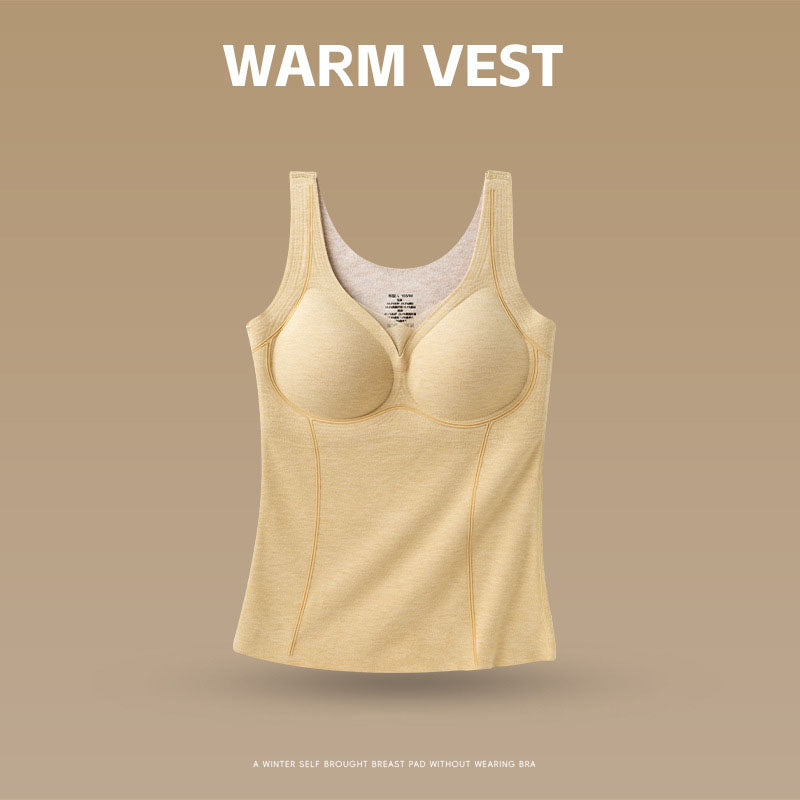 🆕新品上架💖【梨花瑪雅】🔥羊絨蠶絲V領網紗加厚內搭無痕保暖附胸墊塑身背心(6色)