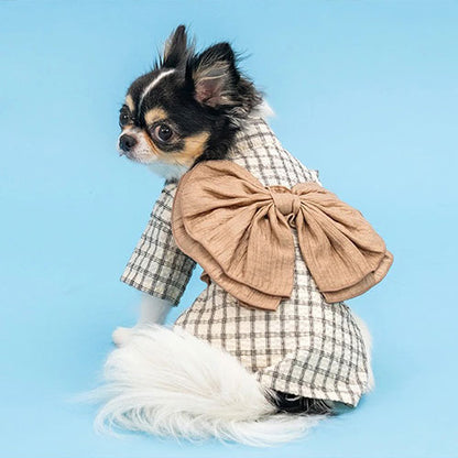 新品上架【梨花娘總代理】🐾日本品牌Solgra 🐶學院風格紋立體蝴蝶結寵物浴衣(S~XXL)