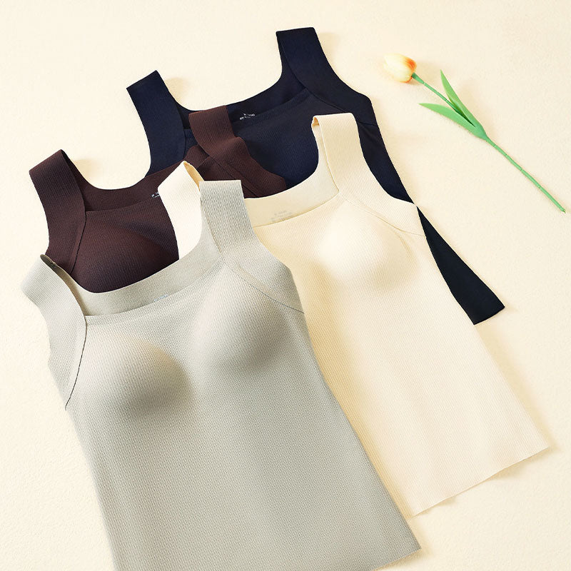 🆕新品上架💖【梨花瑪雅】🔥秋冬新款無痕胸墊一體顯瘦保暖不臃腫肌底養胸背心(4色)