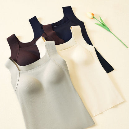 🆕新品上架💖【梨花瑪雅】🔥秋冬新款無痕胸墊一體顯瘦保暖不臃腫肌底養胸背心(4色)