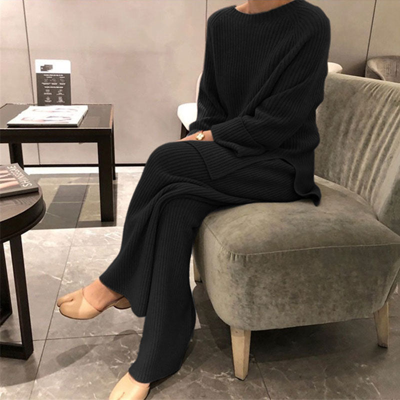 🆕新品上架💖【梨花瑪雅】💖低調氣質修飾身形線條粗針織坑條紋顯瘦慵懶套裝(6色)✨韓國連線
