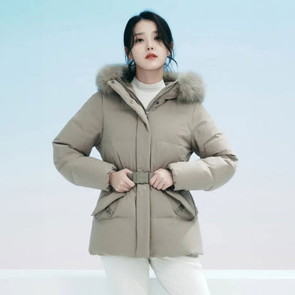 🆕新品上架【梨花娘】韓國品牌BLACKYAK IU代言狐狸毛領中長款釦環腰帶極地羽絨外套(4色)