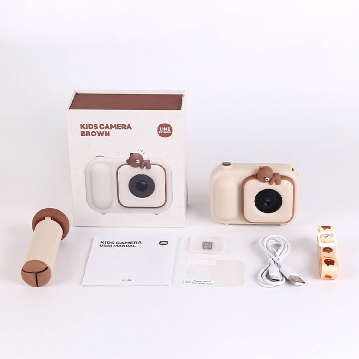 💜新品上架【梨花娘】韓國AKARACHI😍LINE FRIENDS正版聯名雄大VS.莎莉兒童復古相機前後鏡頭可錄影附腳架附配件全套組