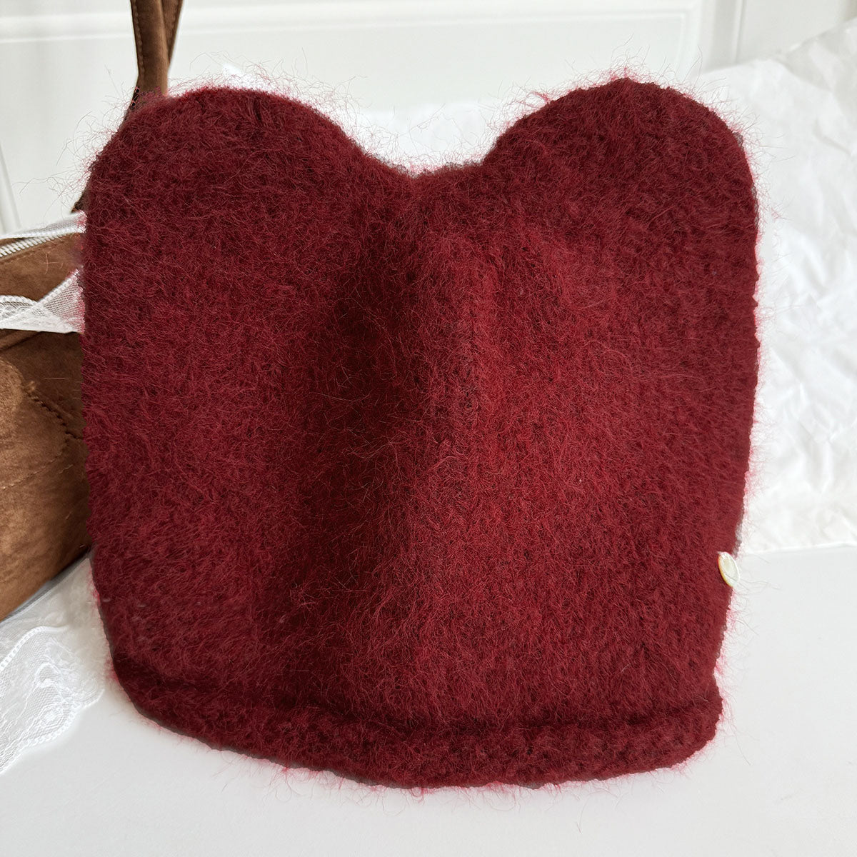 🆕新品上架💖【梨花瑪雅】💕韓系圓頂貓耳朵保暖貝殼釦毛線帽(6色)