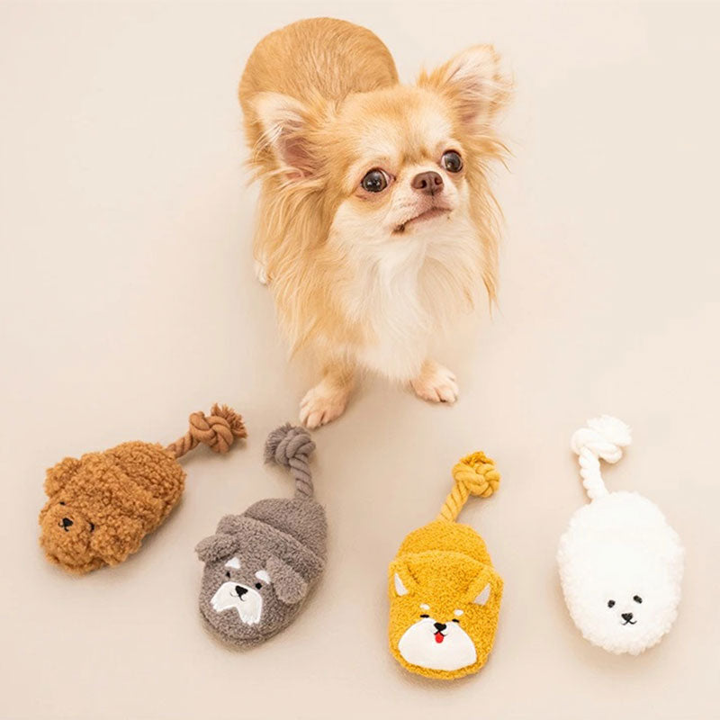新品上架【梨花娘總代理】🐾日本品牌Solgra🐶軟綿綿狗狗拖鞋造型繩結玩具 (柴犬/比熊/雪納瑞/貴賓)