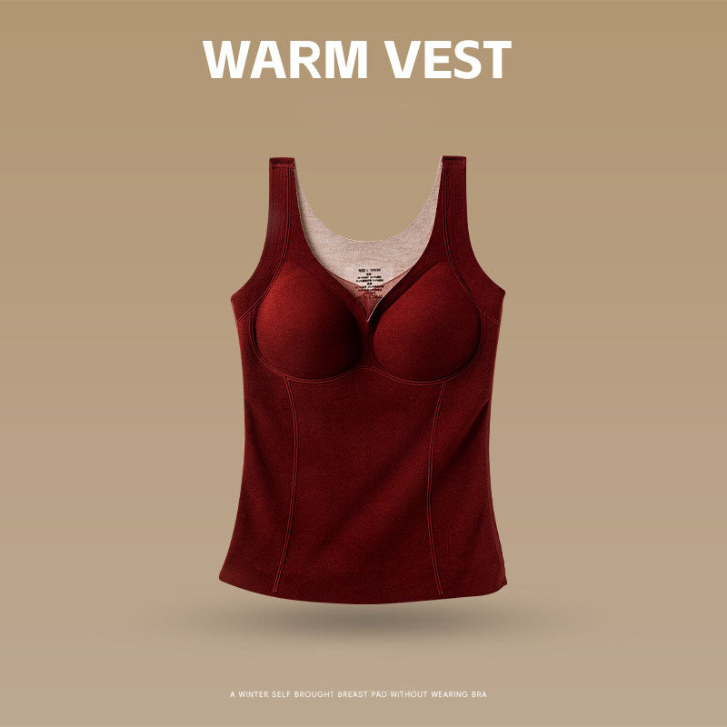 🆕新品上架💖【梨花瑪雅】🔥羊絨蠶絲V領網紗加厚內搭無痕保暖附胸墊塑身背心(6色)