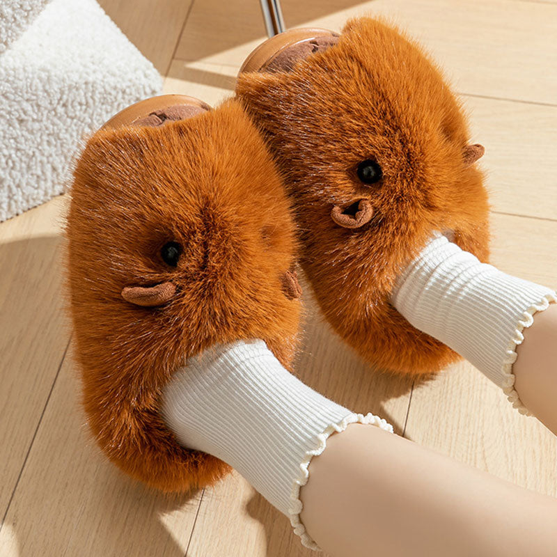 🆕新品上架【梨花瑪雅】💕秋冬新品可愛水豚萌寵保暖居家外穿防滑拖鞋(3色)