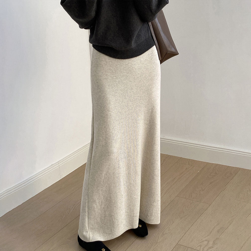 💜新品上架【梨花瑪雅】傭懶法式垂墜流暢剪裁軟糯親膚修飾假胯顯瘦長裙(四色)