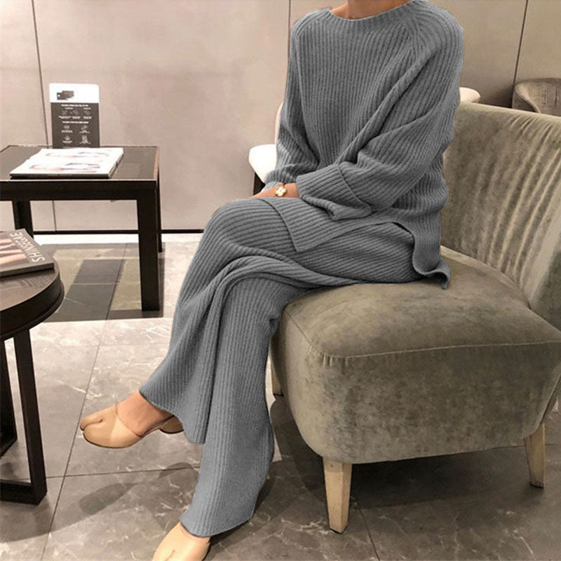 🆕新品上架💖【梨花瑪雅】💖低調氣質修飾身形線條粗針織坑條紋顯瘦慵懶套裝(6色)✨韓國連線