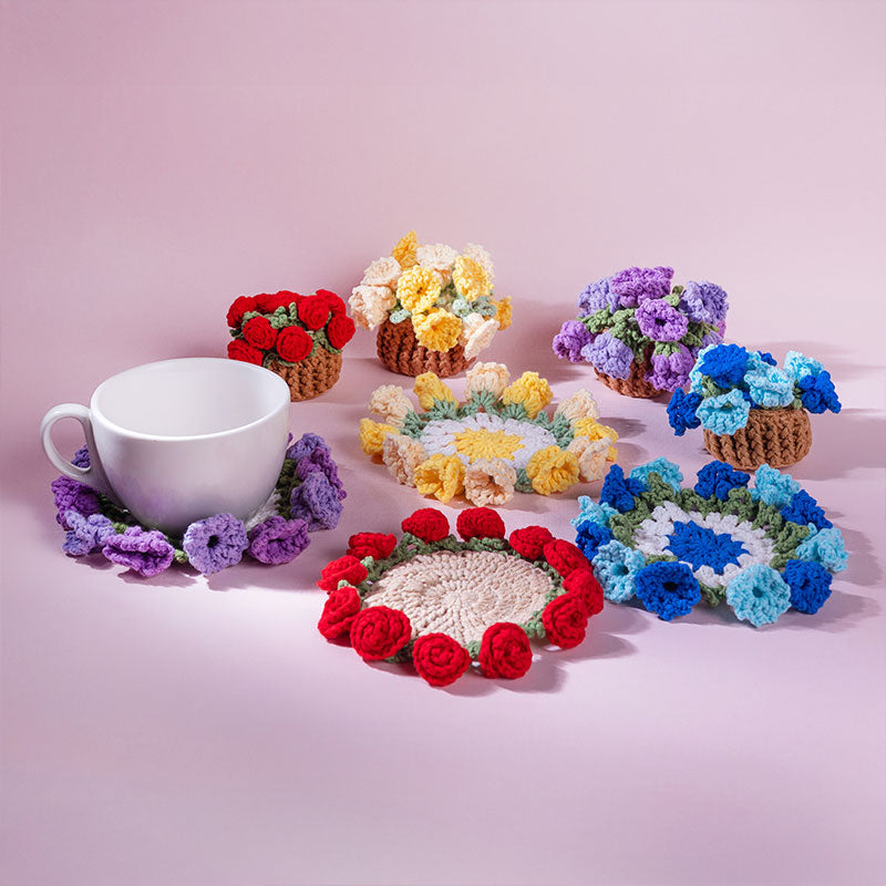 🆕新品上架【梨花瑪雅】🌹🌹精緻手工製作浪漫鈴蘭花,玫瑰迷你花束盆栽杯墊(4款)💕