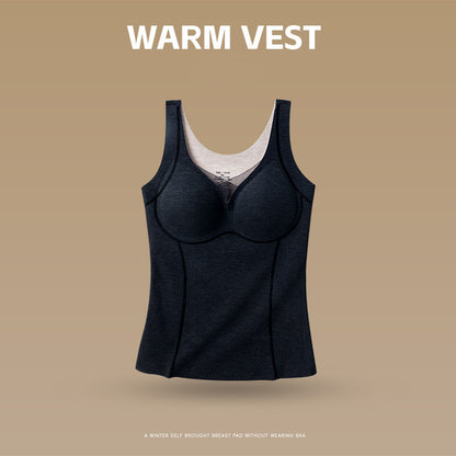 🆕新品上架💖【梨花瑪雅】🔥羊絨蠶絲V領網紗加厚內搭無痕保暖附胸墊塑身背心(6色)