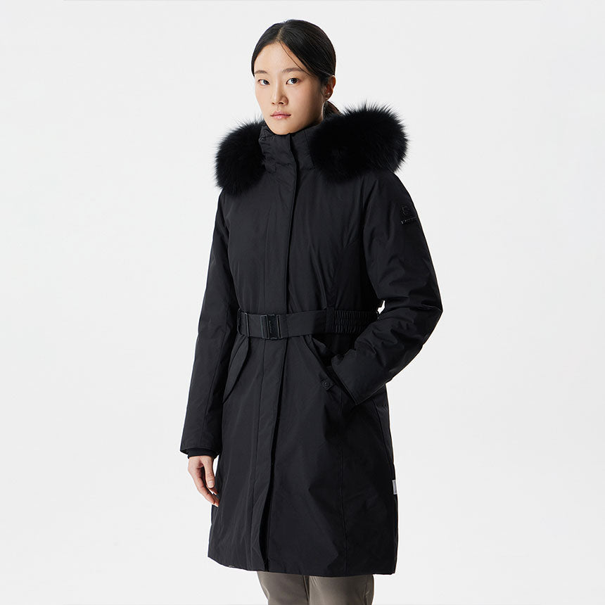 🆕新品上架【梨花娘】韓國品牌BLACKYAK IU代言狐狸毛領長款釦環腰帶極地羽絨外套(4色)