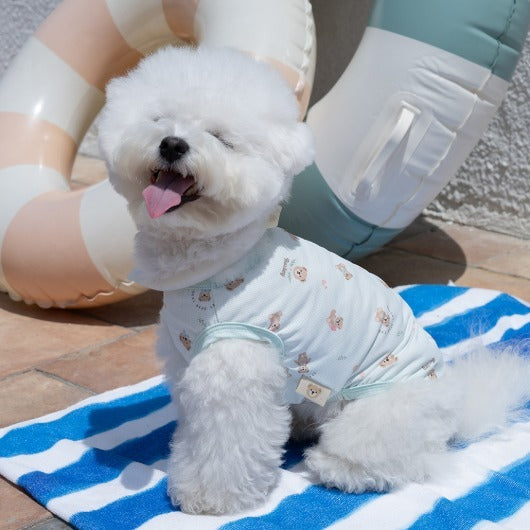 韓國BAILEY💖【梨花娘】夏日必備遠離菌菌輕薄快乾透氣水陸兩用滿版小熊寵物衣(帽子另購3色)