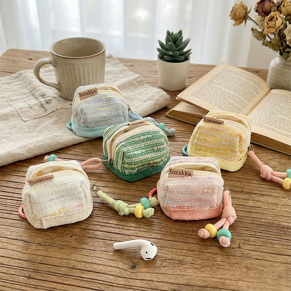 🆕新品上架【梨花瑪雅】可愛便攜小香風蘋果無線藍芽耳機保護收納軟布套(5色)