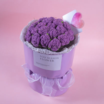 🆕新品上架【梨花瑪雅】💖絕美手工針織毛線葡萄紫色玫瑰花束(須等製作期約7~14天)閨蜜禮物，情人禮物，生日禮物