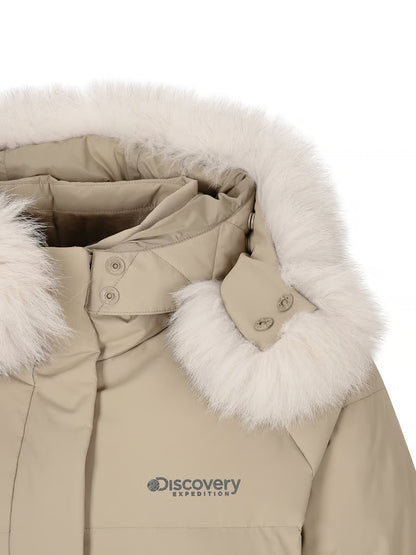 🆕新品上架💖【梨花娘】 韓國品牌Discovery 鵝絨狐狸毛領中長版外套 Kelly(4色)🏆韓國連線