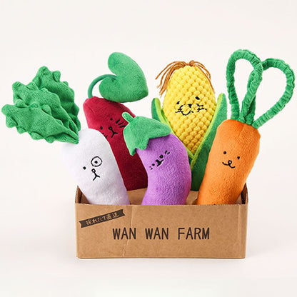 🥕新品上架【梨花娘總代理】日本品牌Solgra 🌽快樂農場蔬菜朋友寵物玩具六件組｜狗狗啃咬互動玩具・茄子紅蘿蔔地瓜白蘿蔔玉米