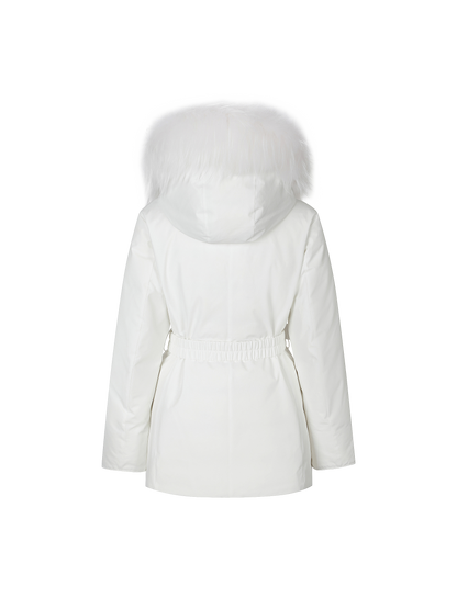 🆕新品上架💖【梨花娘】 韓國 品牌Discovery 高允真代言Milford Vertex狐狸毛繫帶中長款保暖鵝絨外套(2色)🏆