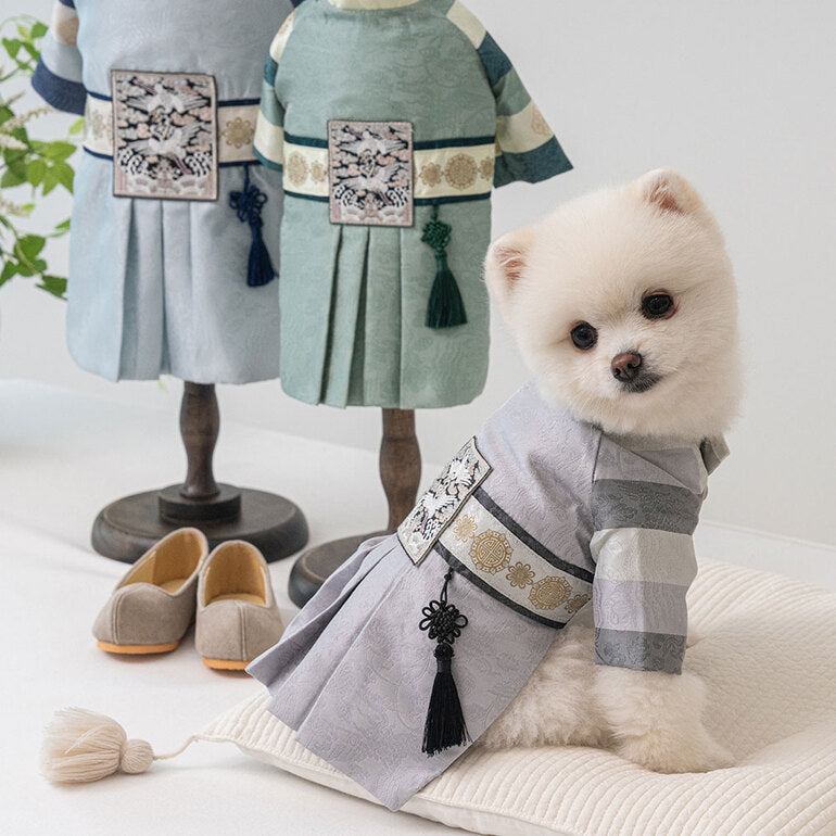 韓國新品上架【梨花娘】🐾BAILEY 🐶秋冬新品 皇室尊貴刺繡流蘇寵物韓服(4色)