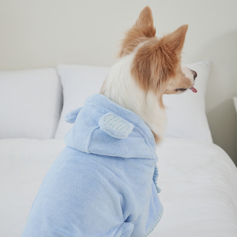韓國新品上架【梨花娘】🐾BAILEY 🐶秋冬新品 貓犬寵物耳朵造型專用吸水力強寵物浴巾(3色)