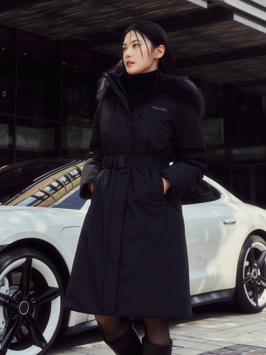 🆕新品上架💖【梨花娘】 韓國 品牌Discovery 🫧高允真代言 狐狸毛領Milford Vertex 繫帶鵝絨長款保暖外套