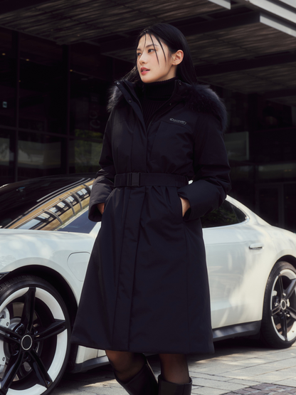 🆕新品上架💖【梨花娘】 韓國 熱賣🔥品牌Discovery 🫧高允真代言 狐狸毛領Milford Vertex 繫帶鵝絨長款保暖外套