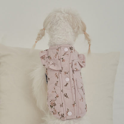 韓國新品上架【梨花娘】🐾BAILEY 🐶秋冬新品 親膚保暖純棉荷葉邊復古小碎花寵物服飾(2色)