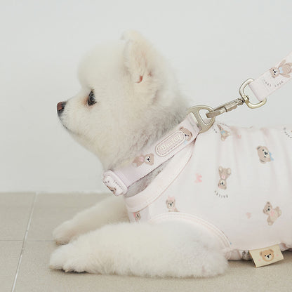 韓國新品上架【梨花娘】🐾BAILEY 🐶秋冬新品 馬卡龍柔軟色系小熊圖案簡易款寵物牽繩(3色)