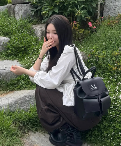 🆕新品上架💖【梨花娘】韓國品牌 Muscent 暢銷迷你後輕盈束口後背包輕盈束口款/真皮兩款(男女通用)