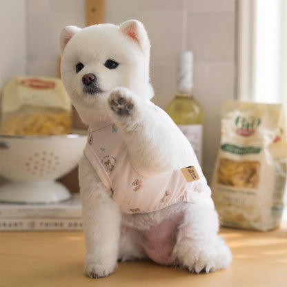 韓國新品上架【梨花娘】🐾BAILEY 🐶秋冬新品 萌系滿版小熊舒適細菌掰掰無袖寵物衣(3色)