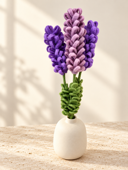 新品上架【梨花娘】💜 LIHUA MAYA｜紫韻薰衣草・高級純羊毛手作不凋花束｜花梗可彎曲・三枝組
