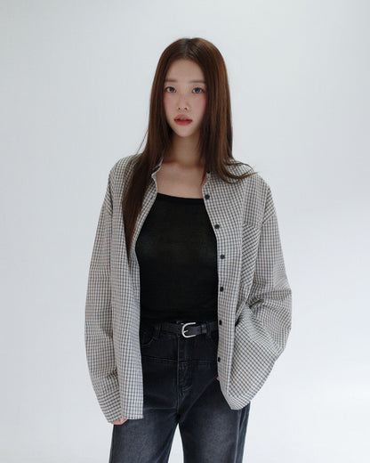 💖韓國暢銷品牌MUAHMUAH 💕新品上市 男友風休閒寬鬆細格紋襯衫(2色)