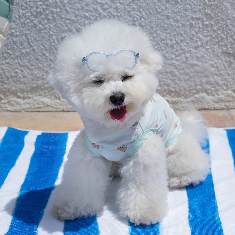 韓國BAILEY💖【梨花娘】夏日必備遠離菌菌輕薄快乾透氣水陸兩用滿版小熊寵物衣(帽子可另購3色)