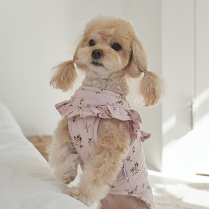 韓國新品上架【梨花娘】🐾BAILEY 🐶秋冬新品 親膚保暖純棉荷葉邊復古小碎花寵物服飾(2色)