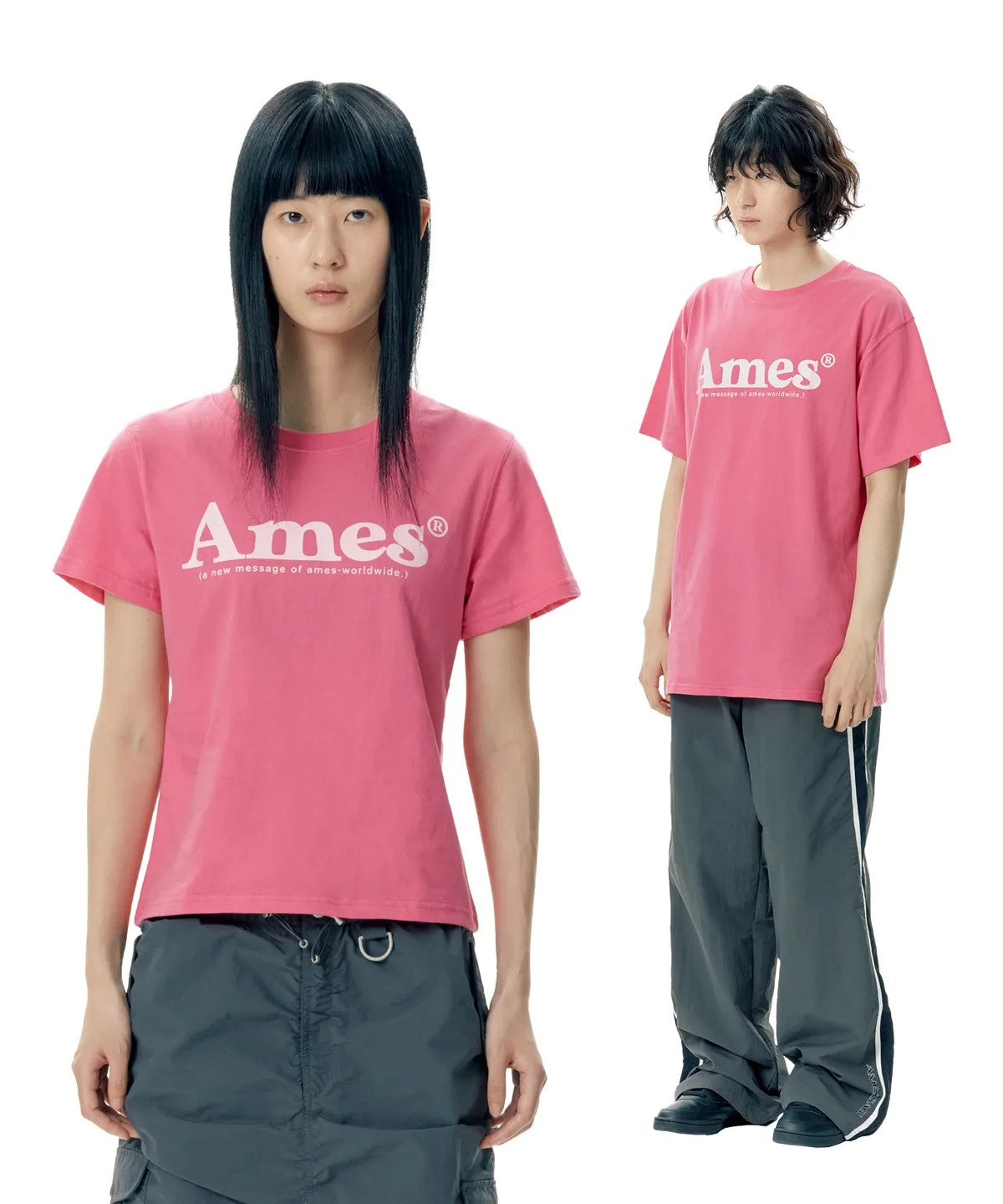 💜新品上架【梨花娘】韓系極簡字母Logo修身短T｜Ames顯瘦氣質百搭上衣、情侶穿搭(S~L)10色