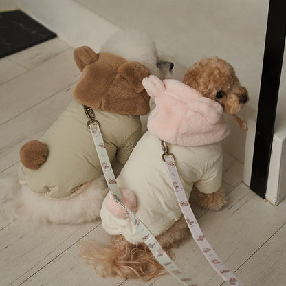 新品上架【梨花娘】🐾BAILEY 🐶秋冬新品 小熊連帽毛球防潑水鋪棉寵物外套(2色) 聖誕禮物