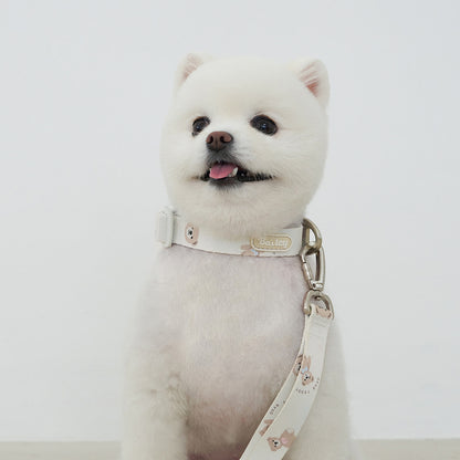 韓國新品上架【梨花娘】🐾BAILEY 🐶秋冬新品 馬卡龍柔軟色系小熊圖案簡易款寵物牽繩(3色)