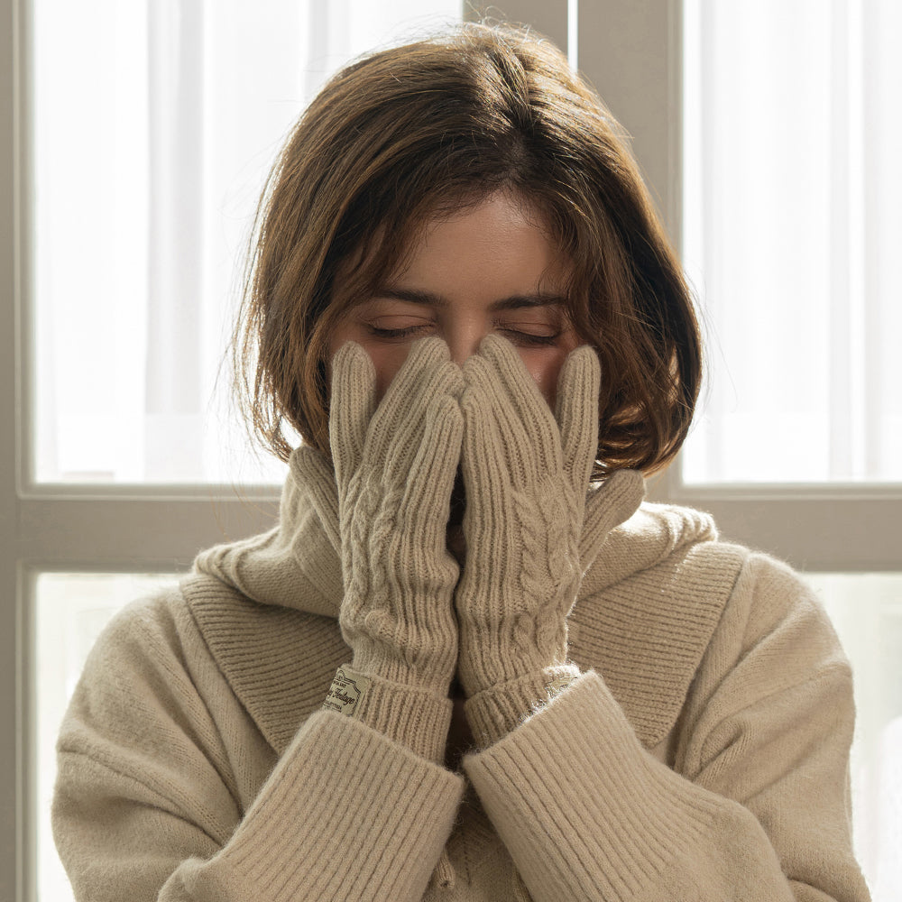 ✈️【梨花娘】韓國BAILEY❄️北歐暖嶼連帽圍脖針織親膚保暖手套親密寵物同款(2色)