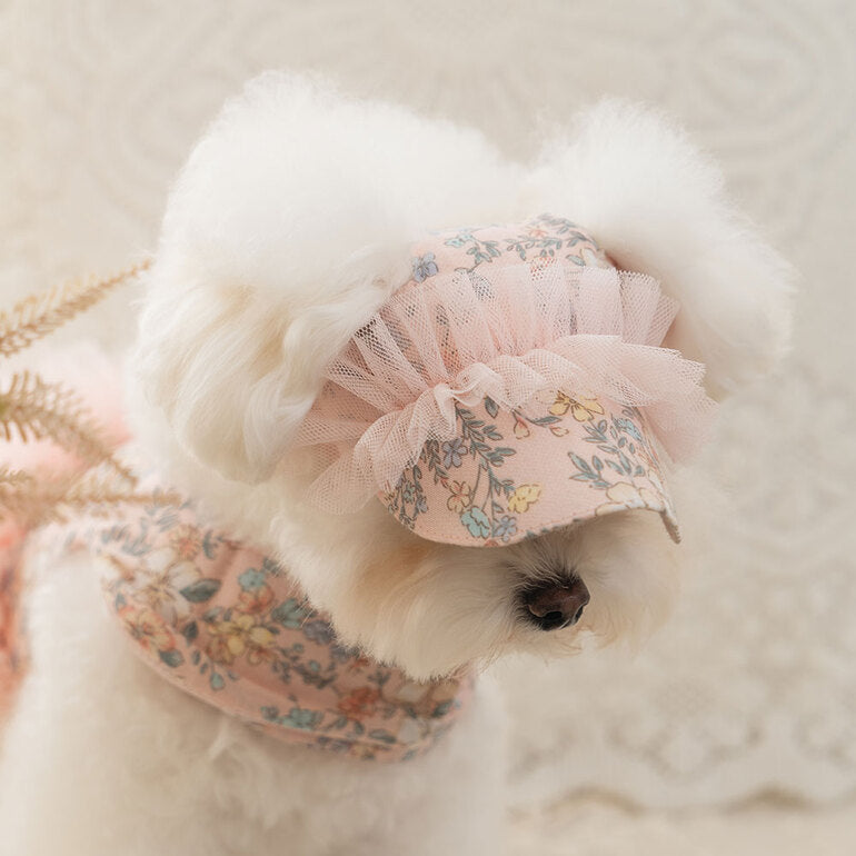 韓國新品上架【梨花娘】🐾BAILEY 🐶秋冬新品 溫柔蕾絲荷葉邊花朵復古可愛寵物服飾(2色)