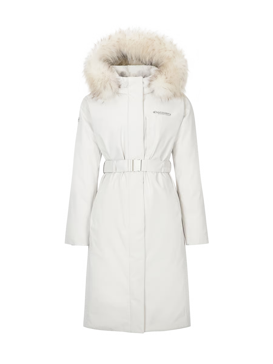 🆕新品上架💖【梨花娘】 韓國 熱賣🔥品牌Discovery 🫧高允真代言 狐狸毛領Milford Vertex 繫帶鵝絨長款保暖外套