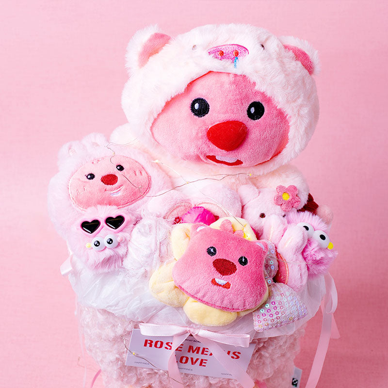 🆕新品上架【梨花瑪雅】💖露比海狸玩偶花束LED燈串提袋禮品(3款)