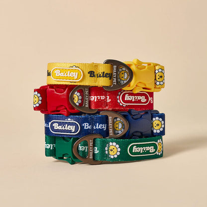 韓國新品上架【梨花娘】🐾BAILEY 🐶秋冬新品 飽合亮色花朵微笑簡易款寵物牽繩(4色)