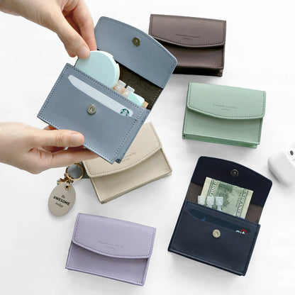 新品上架【梨花娘】ICONIC韓國Journey 防潑水可掛釦鑰匙圈六色卡片復古小方包💕