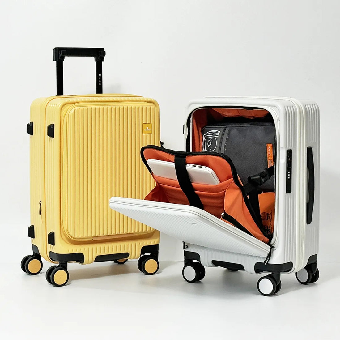 💕新品上架【梨花娘】韓國 QRANG 連續獲獎🏆頂級多功能貼心前置口袋翻蓋式行李箱(5色)