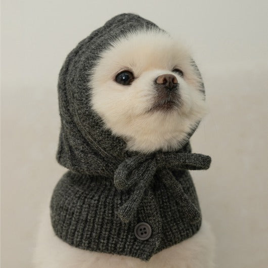 ✈️【梨花娘】韓國BAILEY❄️北歐暖嶼親密主人同款針織鈕釦寵物連帽圍脖(4色)