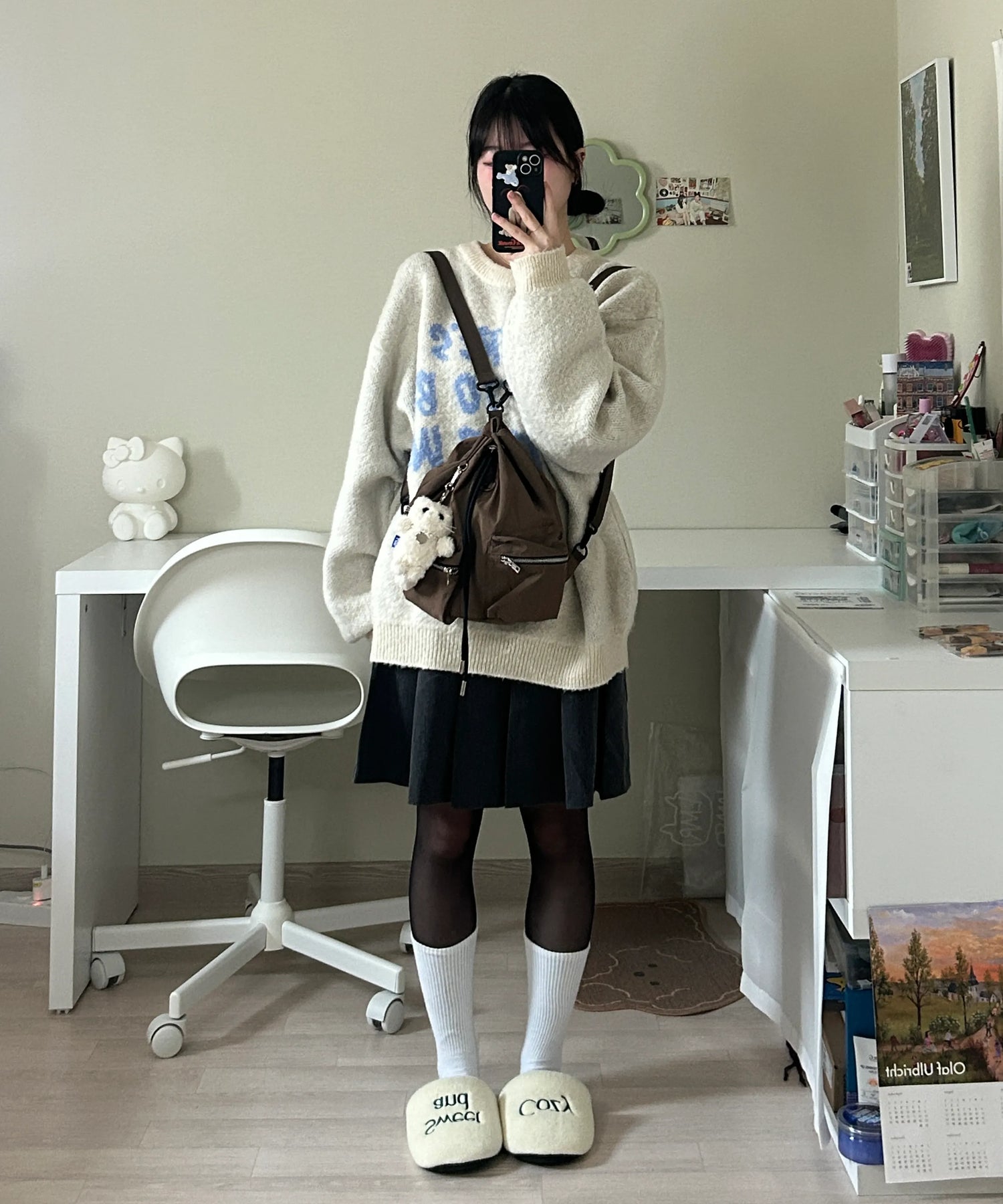 【梨花娘】💕韓國品牌LMR미니 샹뇽이貓咪珍珠愛心掛牌吊飾萌翻鑰匙圈(5色)